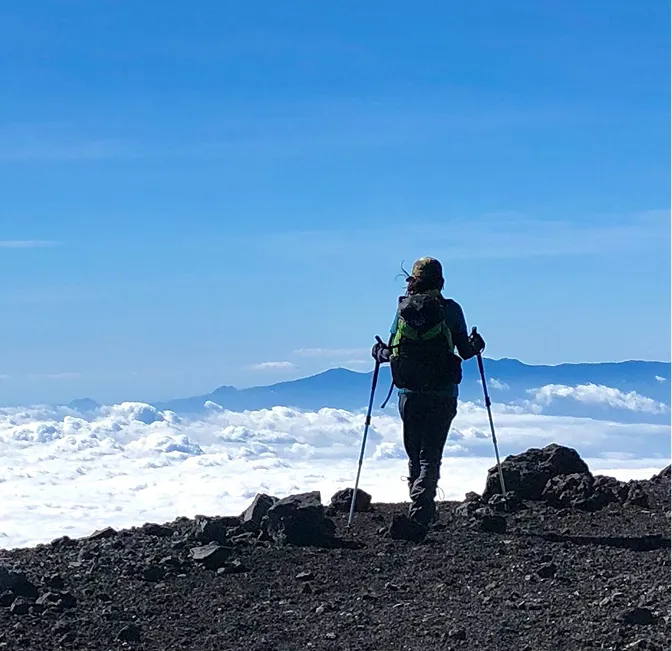 ハイキングを楽しむようす