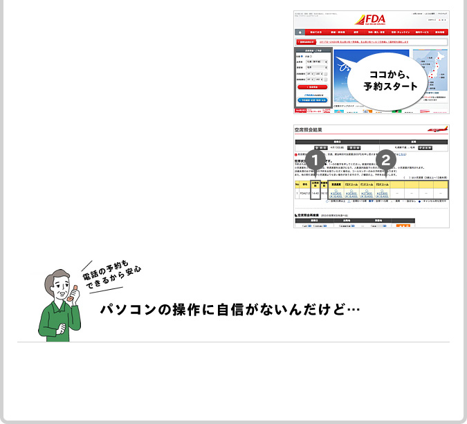 パソコンの操作に自信がないんだけど・・・電話の予約もできるから安心