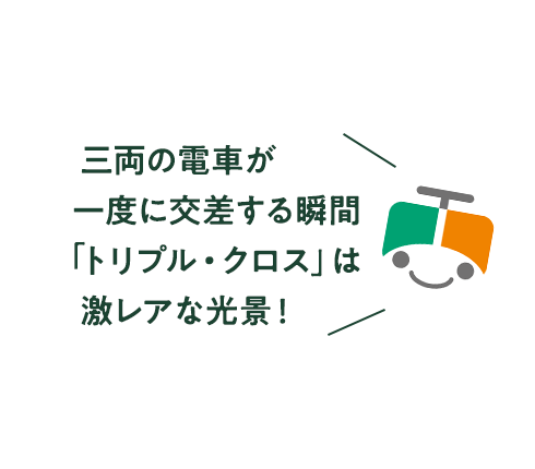 三両の電車が一度に交差する瞬間「トリプル・クロス」は激レアな光景！