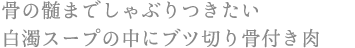 骨の髄までしゃぶりつきたい 白濁スープの中にブツ切り骨付き肉