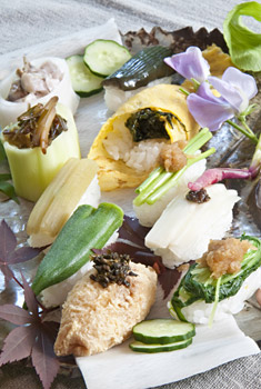 昼の山菜のにぎり寿司コース