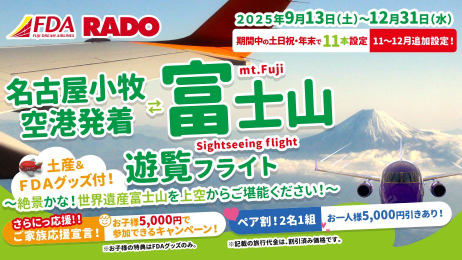 名古屋(小牧)空港発着 富士山遊覧フライト